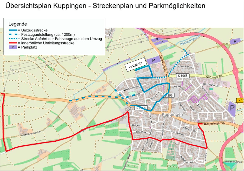 Streckenplan und Parkmöglichkeiten